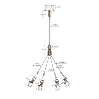 Cuatro piernas con la longitud YW86022 de Art Cable Hanging System Brass 1000m m del clip de la langosta