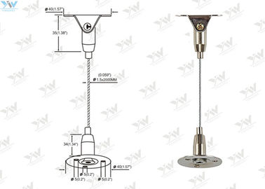 Brass Height Adjustable Suspended Wire Lighting Kit , Ceiling Light Suspension Kit