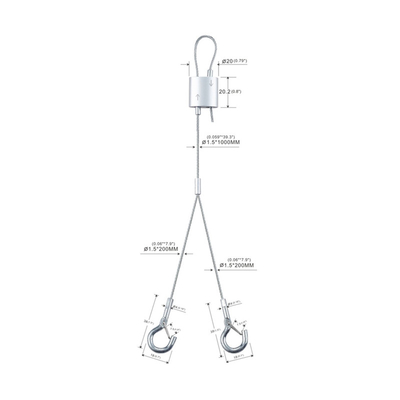 Sistema de suspensión de paneles acústicos con pinzas ajustables para cables de cable de 1,5 mm