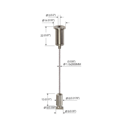 Sistema de suspensión de cable de tornillo con salida lateral de latón y equipos de suspensión de agarre de cable de acero inoxidable