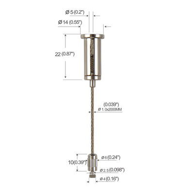 1.2mm salida lateral de alambre colgante cuerda de alambre longitud personalizada Kit de suspensión de alambre para el marco de la imagen